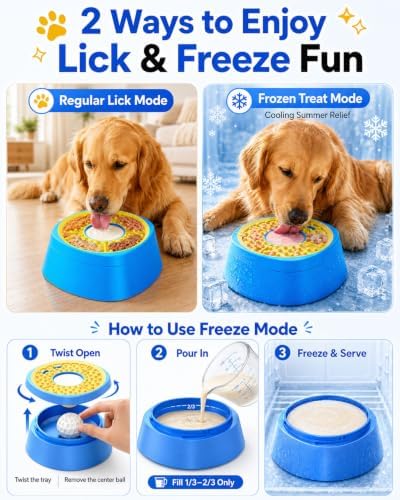 Interactive Slow Feeder Dog Bowl with Rolling Lick Ball for Liquid Treats - Image 4