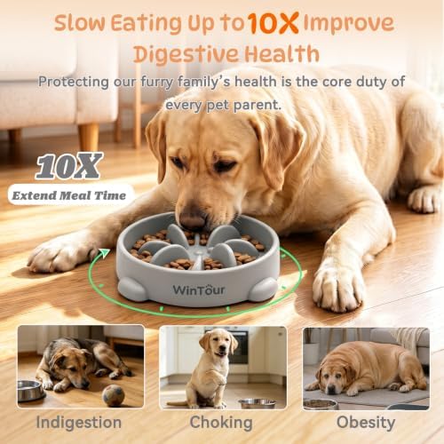 WinTour 2 Pack Slow Feeder Dog Bowls, BPA Free, Medium & Small Dog Bowls - Image 2