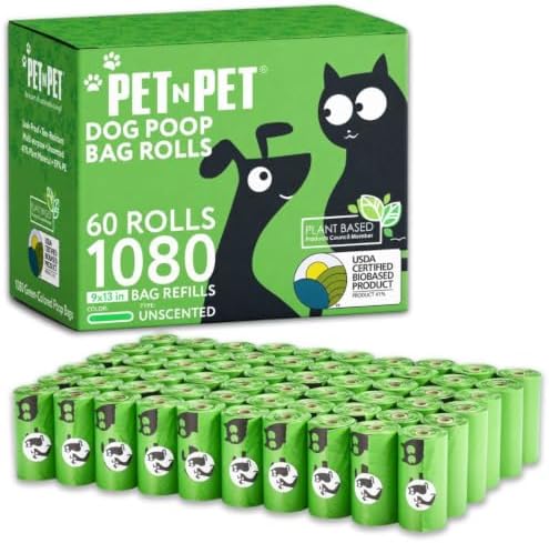 Pet N Pet Poop Bags for Dogs, 1080 Count, Plant Based, Unscented, Green by PETNPET