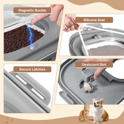 SEWIU Dog Food Storage Container Up to 2pack*20LB,Collapsible Dog Food Container with Travel Silicone Bowl and Scoop for Dog/Cat/Bird Food/Cat litter,Keep Dry Food Fresh,Easy to Move. - Image 6