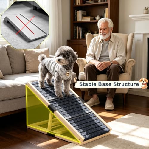 Wooden Dog Ramp for Couch, Foldable Pet Ramp for Small Dogs, 27.6" L - Image 3