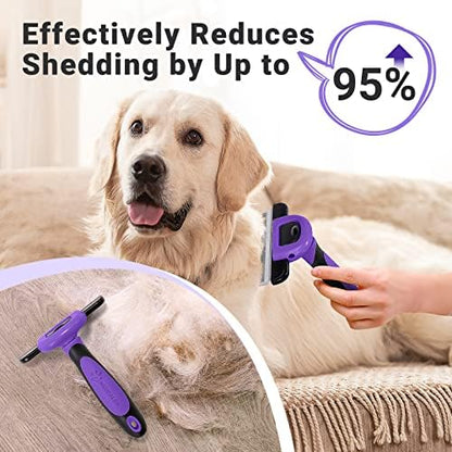 MIU COLOR Pet Grooming Brush, Deshedding Tool for Dogs & Cats, Purple - Image 3