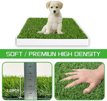Grass Pad with Tray for Dogs Litter Box Porch Potty for Puppy Pee Training Indoor Fake Grass Pee Pad Artificial Grass with Pee Pad Holder - Image 3