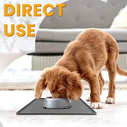 Ptlom Grey Pet Placemat for Dog and Cat, Waterproof Non-Slip Silicone Feeding Bowl Mat Prevent Food and Water Overflow, Puppy Dish Feeder Fountain Trays Suitable for Medium and Small Pets - Image 3
