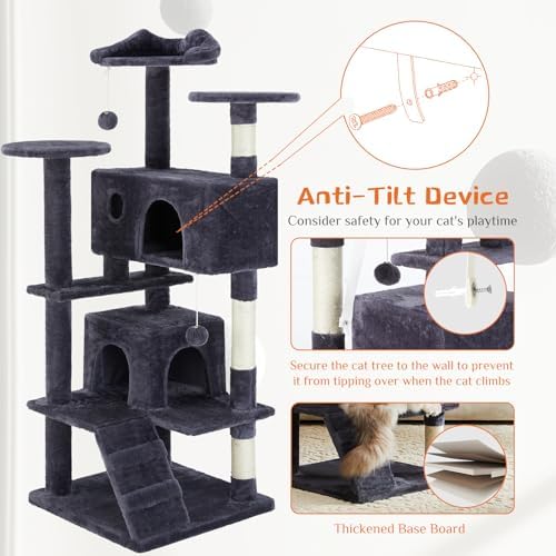 Sweetcrispy 54 Inch Cat Tree Tower with Scratching Post, Indoor Use - Image 6