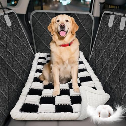 Thickened Dog Bed for Car Back Seat, Upgraded Bottom Non-Slip, Fits Hard Bottom car seat Cover for Dogs, Premium Mixed Color, Dog Car Seat Cover(White-Black) by Cyhczx