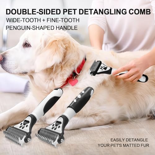 Penguin Double-Sided Dematting Comb for Dogs&Cats Undercoat Rake - Image 2
