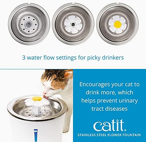 Catit Stainless Steel Flower Fountain with Triple Action Filter, 3 L - Image 3