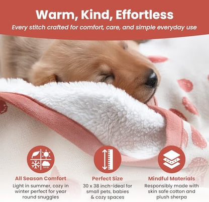 Baby & Pet Blanket 100% Cotton with Sherpa Fleece – Soft Stroller & Cuddle Blanket for Baby, Dog & Cat – Breathable, Hypoallergenic, Washable – 76×96 cm Amber Glow - Image 6