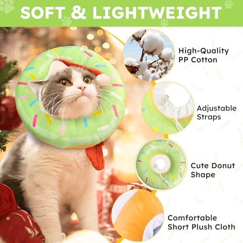 Hpetppy Cat Cone Collar Soft, Cat Recovery Collar for Wound Healing Cute Donut Adjustable Kittens Cones to Stop Licking Comfortable Lightweight Neck Elizabethan Collars for Cats Kittens After Surgery - Image 6