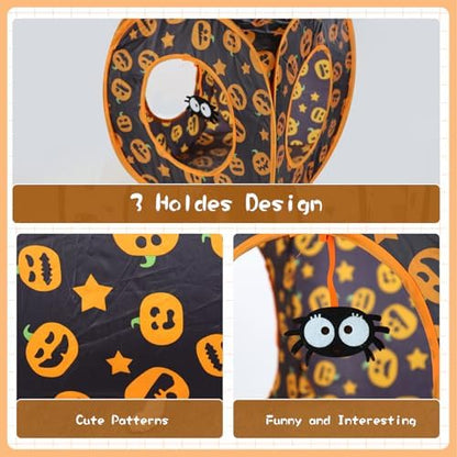 Andiker Cat Tent, 3 Holes Safe and Strong Cute Cats Tunnel Collapsible Easy to Carry Cat House for Indoor Cats Kittens Hiding Playing Training Sleeping (Square Yellow) - Image 3