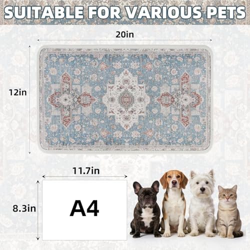 PUPTECK Dog Food Mat, Absorbent Pet Feeding Bowl Mat, Non-Slip Dog Mat for Food and Water, Quick Dry No Stains Cat Placemats Pet Supplies for Messy Drinkers, Blue 12"x20" - Image 2