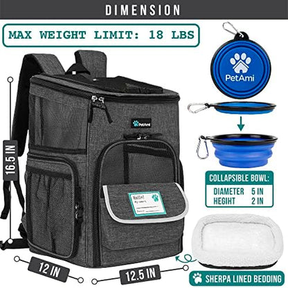 PetAmi Dog Backpack Carrier, Airline Approved 4-Way Entry Cat Bag, Charcoal - Image 2