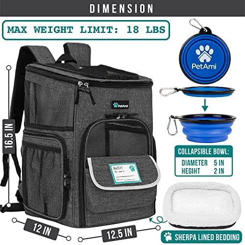 PetAmi Dog Backpack Carrier, Airline Approved 4-Way Entry Cat Bag, Charcoal - Image 2