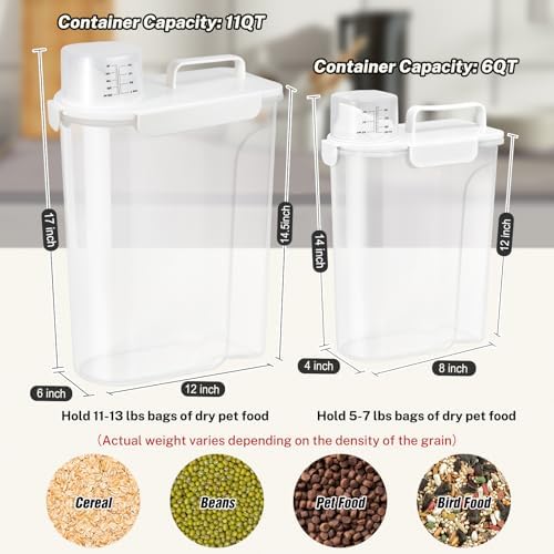 Dog Cat Food Storage Container with Cup (White, 5+10L) - Image 2