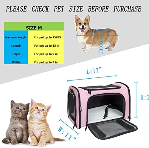 Soft Sided Carrier for Small Medium Cats Dogs,TSA Airline Approved Collapsible Travel Pet Carrier Medium Pink - Image 4