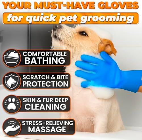 2-in-1 Cat and Dog Washing Gloves with 3000 Soft Bristles (Blue) - Image 4