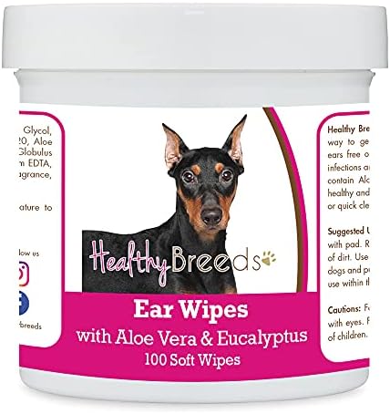 Healthy Breeds German Pinscher Ear Cleaning Wipes with Aloe & Eucalyptus for Dogs 100 Count by HealthyBreeds
