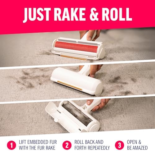 ChomChom Roller & Rake – Reusable Pet Hair Removal Roller with Rake Attachment for Cat & Dog Fur on Furniture, Couch, Carpet, Car, Rugs, Bedding & More– Portable, Eco-Friendly - Image 3