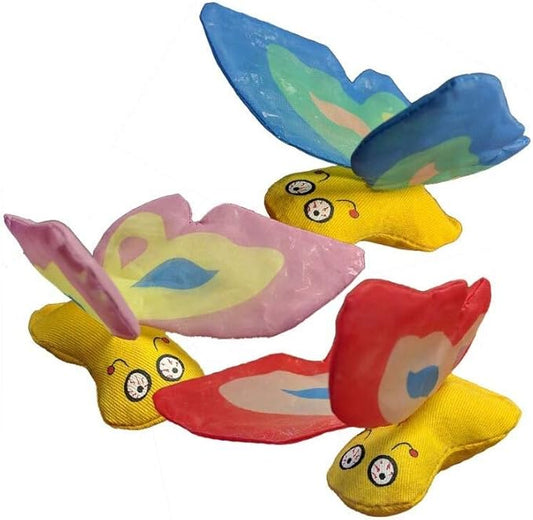 Yeowww! 3 Color Bundle of Organic Catnip Butterfly Cat Toys: Blue, Purple, and Red
