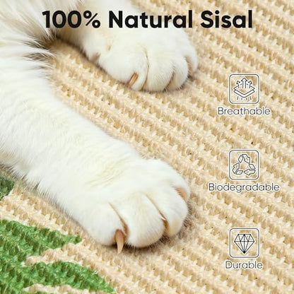 FUKUMARU Sisal Cat Scratching Mat, 23.6 x 15.7 Inch Cat Scratch Pad Wall - Image 3
