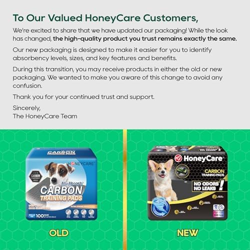 HONEY CARE All-Absorb Puppy Training Pads | Doggie Potty Pads Absorb Eliminating Urine Odor, Ultra Charcoal Dog Pee Pad (Carbon, L 22x23 inch, 100ct) - Image 2