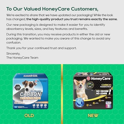 HONEY CARE All-Absorb Puppy Training Pads | Doggie Potty Pads Absorb Eliminating Urine Odor, Ultra Charcoal Dog Pee Pad (Carbon, L 22x23 inch, 100ct) - Image 2