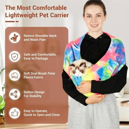 Hands-Free Cat Sling Carrier for Small Dogs & Cats, Soft Fleece - Image 2