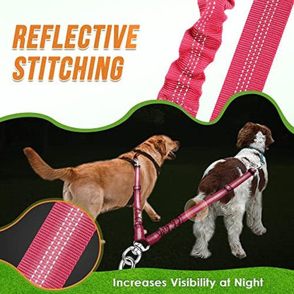 AUTOWT Double Dog Leash, No Tangle 360°Swivel Rotation Reflective Lead Attachment Adjustable Length Dual Two Dogs Lead Splitter, Comfortable Shock Absorbing Walking Training for 2 Dogs - Image 6