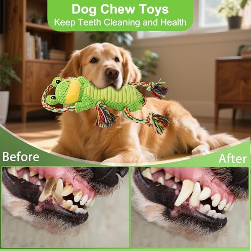 Drmstow Dog Toys for Aggressive Chewers - Interactive Plush Squeaky Toy with Crinkle Paper & Rope, Durable Chew Toys for Anxiety Relief, Small Medium Large Dogs - Image 3