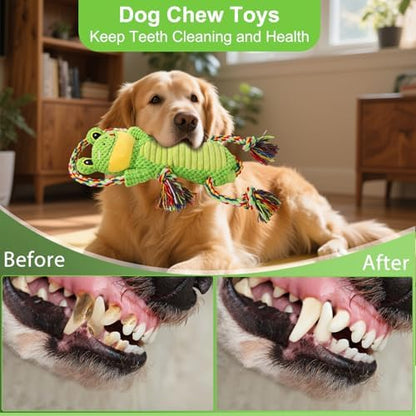 Drmstow Dog Toys for Aggressive Chewers - Interactive Plush Squeaky Toy with Crinkle Paper & Rope, Durable Chew Toys for Anxiety Relief, Small Medium Large Dogs - Image 3