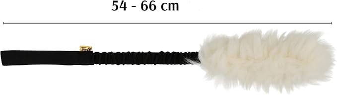 Dingo tug Toy for Dog, Natural Fabric, Sheepskin Toy, for Chasing Motivation Reward Agility, Bungee Handle, Black 98500