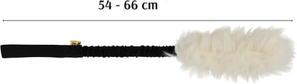 Dingo tug Toy for Dog, Natural Fabric, Sheepskin Toy, for Chasing Motivation Reward Agility, Bungee Handle, Black 98500