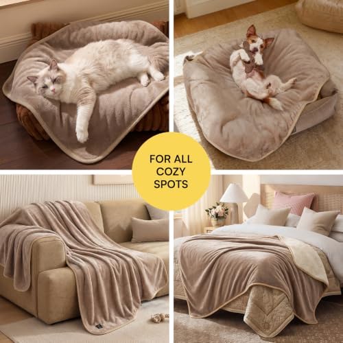 Luciphia Waterproof Pet Blanket, Washable Reversible Sherpa Fleece Throw - Image 5