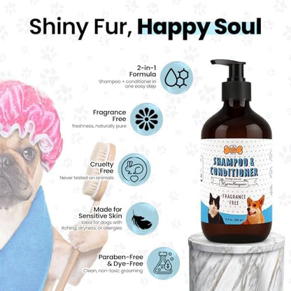 POM Pets 2-in-1 Organic Dog Shampoo & Conditioner – Itchy Skin Relief, Dog Deshedding, Detangles Fur, Cat Shampoo, Paw Cleaner for Dogs, Natural Coat Defense Formula - Image 5