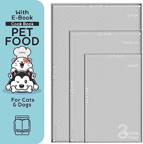 Dog Food Mat - Raised Edges Dogs Mat for Food and Water Prevent Spill, Waterproof Cat Food Mats Protect Floors, Easy Clean Dog Bowl Mats for Food and Water, Silicone Pet Food Tray - Image 2
