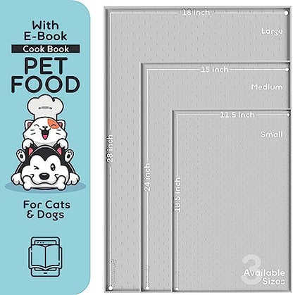 Dog Food Mat - Raised Edges Dogs Mat for Food and Water Prevent Spill, Waterproof Cat Food Mats Protect Floors, Easy Clean Dog Bowl Mats for Food and Water, Silicone Pet Food Tray - Image 2