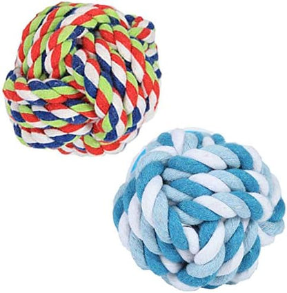 Dog Rope Ball 2Pack - Medium Breeds Knot Ball Rope Toys by Awgusu