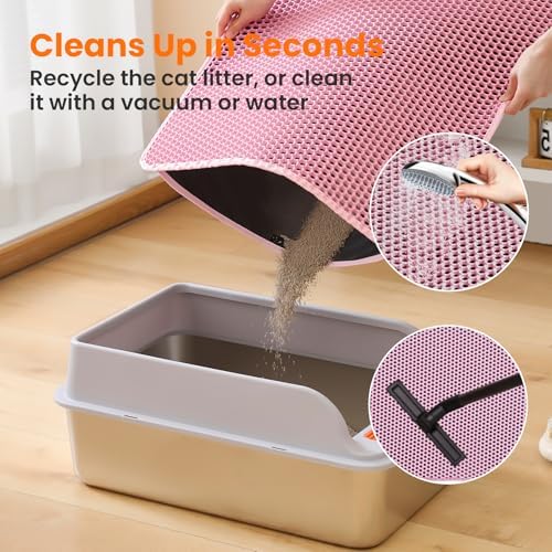 Extra Large Cat Litter Mat XXL, Double Layer Honeycomb, Pink - Image 5