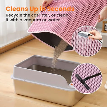 Extra Large Cat Litter Mat XXL, Double Layer Honeycomb, Pink - Image 5