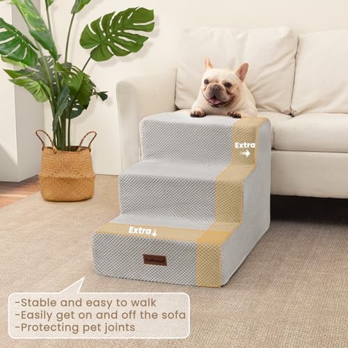 Aodisman Dog Stairs for Small Dogs,Wider 3-Step Pet Steps for Couch & Bed - Image 2