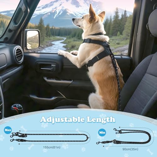 Pawaboo Dog Seatbelt for Car, Reflective Rope with Heavy Duty Buckle, Black - Image 5