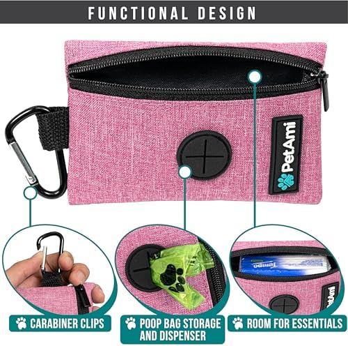 PetAmi Dog Poop Bag Holder for Leash, Pet Waste Bag Dispenser, Pink - Image 2