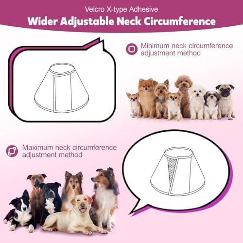 Soft Dog Cone Collar After Surgery: Long Alternative Comfortable Comfy Fabric Recovery Shame Elizabethan Stop Licking Small Medium Large Dogs (Pink, M) - Image 3