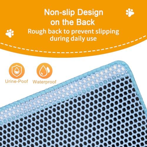 Cat Litter Mats-Extra Large 47''x36'' Litter Catcher Mat for Cat-XXL Litter box Matt for Floor-2 Layer Catcher Rug for Pet kitty Litterbox-Waterproof Urine Proof,Non-Slip,Blue - Image 4