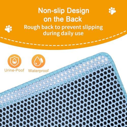 Cat Litter Mats-Extra Large 47''x36'' Litter Catcher Mat for Cat-XXL Litter box Matt for Floor-2 Layer Catcher Rug for Pet kitty Litterbox-Waterproof Urine Proof,Non-Slip,Blue - Image 4