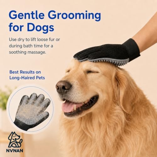 NVNAN Pet Hair Removal Glove for Dogs & Cats, 2-Pack Gray - Image 4
