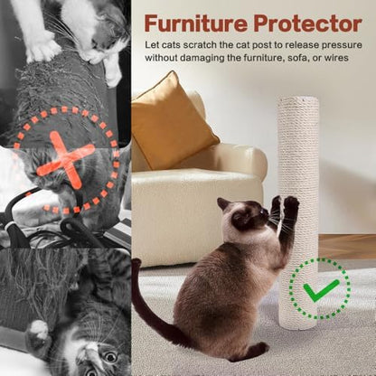 OSPNIEEK 4 Pack 15.7" M8 Cat Scratching Post Replacement, Natural Sisal Rope Kitten Tree Scratcher Refill with Screws, DIY Hemp Scratch Pole Parts for Indoor Cats Tower Refurbishment Accessories - Image 4