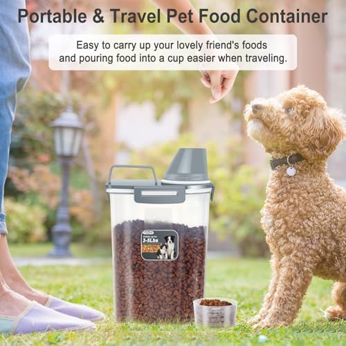 Dog Cat Food Storage Container with Cup (Dark Gray, 2.5L) - Image 7