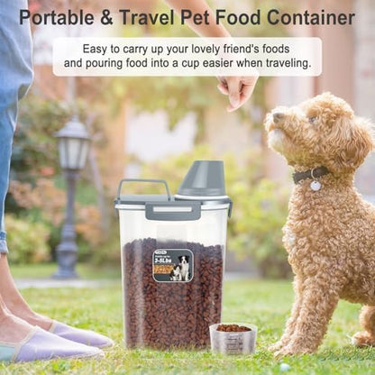 Dog Cat Food Storage Container with Cup (Dark Gray, 2.5L) - Image 7